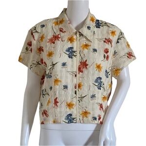 Vintage Born In America Floral Zip Short Sleeve